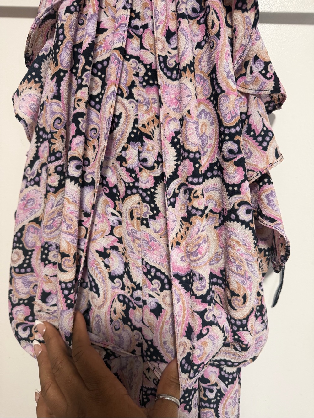Pink Paisley Ruffle Halter jumpsuit - Picture 7 of 9